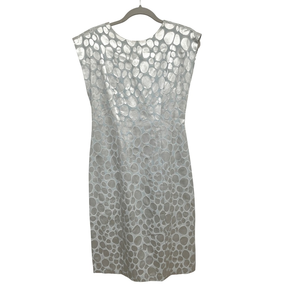 Vintage 1980s Cocktail Dress Small Patty O'Neill Icy Blue Jacquard Bow Back  EUC